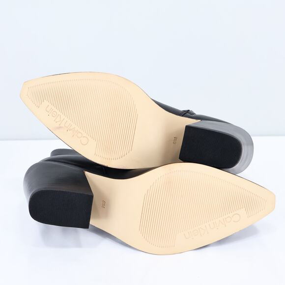 Calvin Klein Women's Fallone Mid-Calf Side-Zip Leather Black Boot Size 8 - Picture 10 of 12